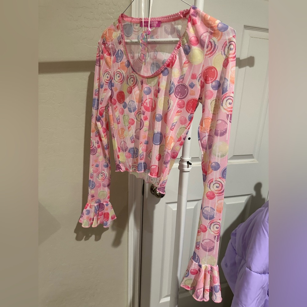Dolls Kill Pink Candy Mesh Top